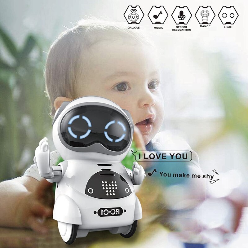 Mini RC Pocket Robot for Kids with Interactive Dialogue Conversation, Voice Recognition, Chat Record, Singing& Dancing