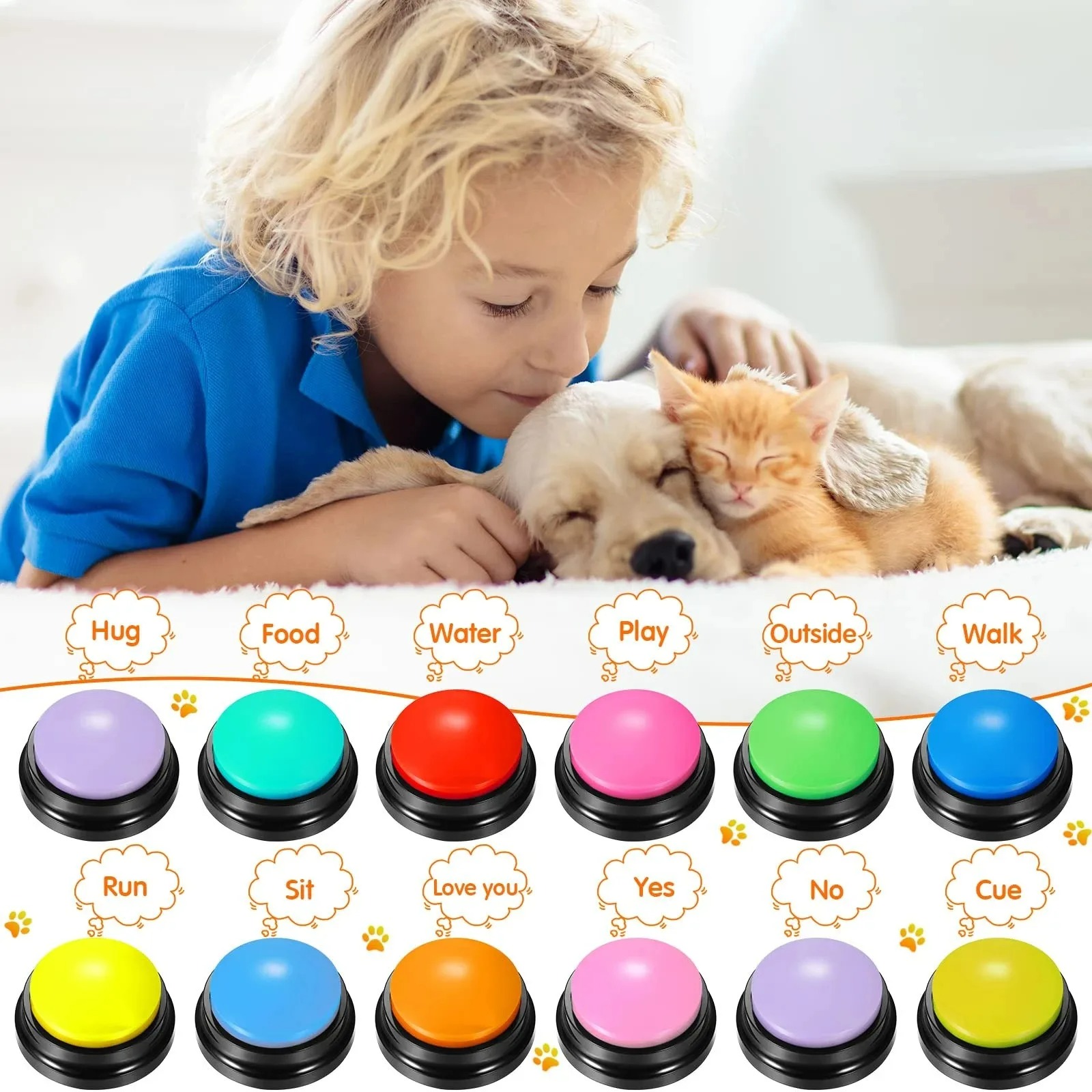 Dog Communication Buttons Voice Recording Button for Pet Training Buzzer 30 Second Record Playback Funny for Talking Pet