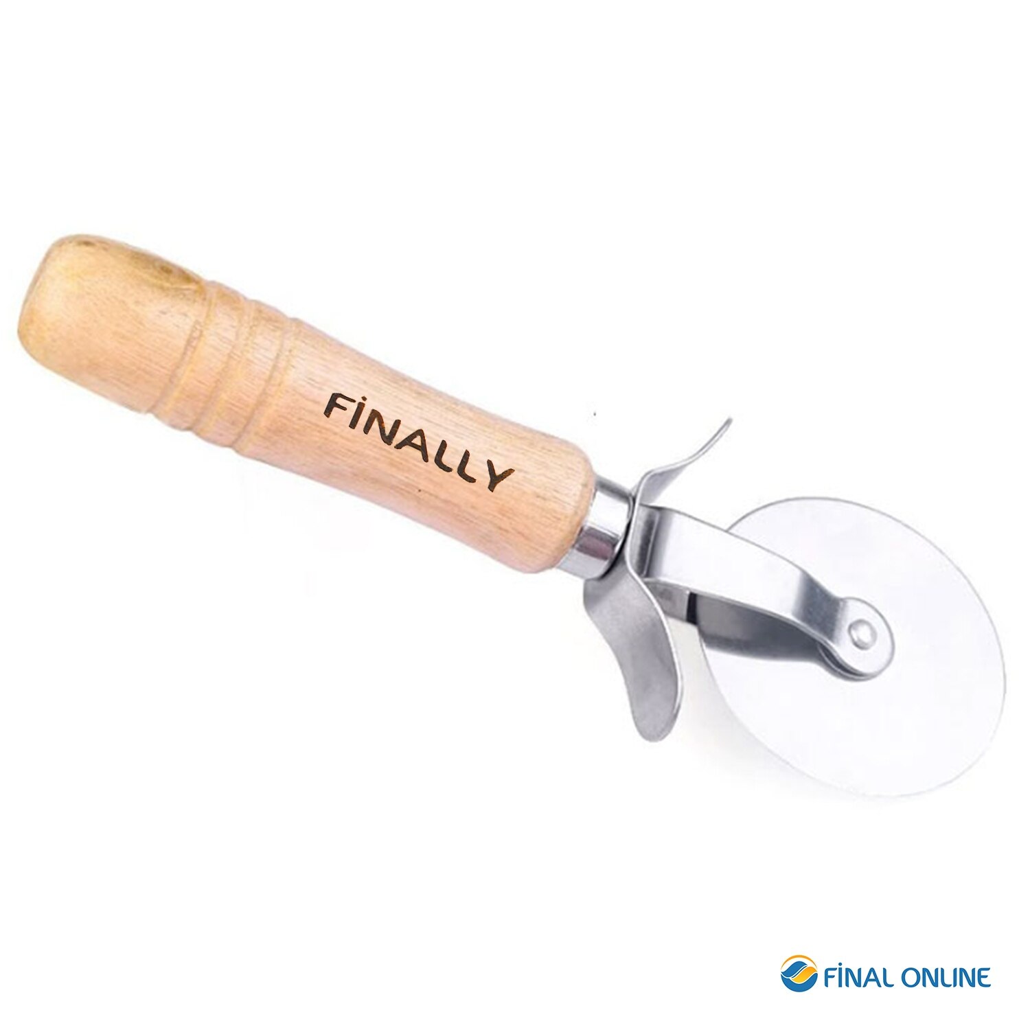 Finally Stainless Wooden Handle Metal Dough Cutter Single Blade