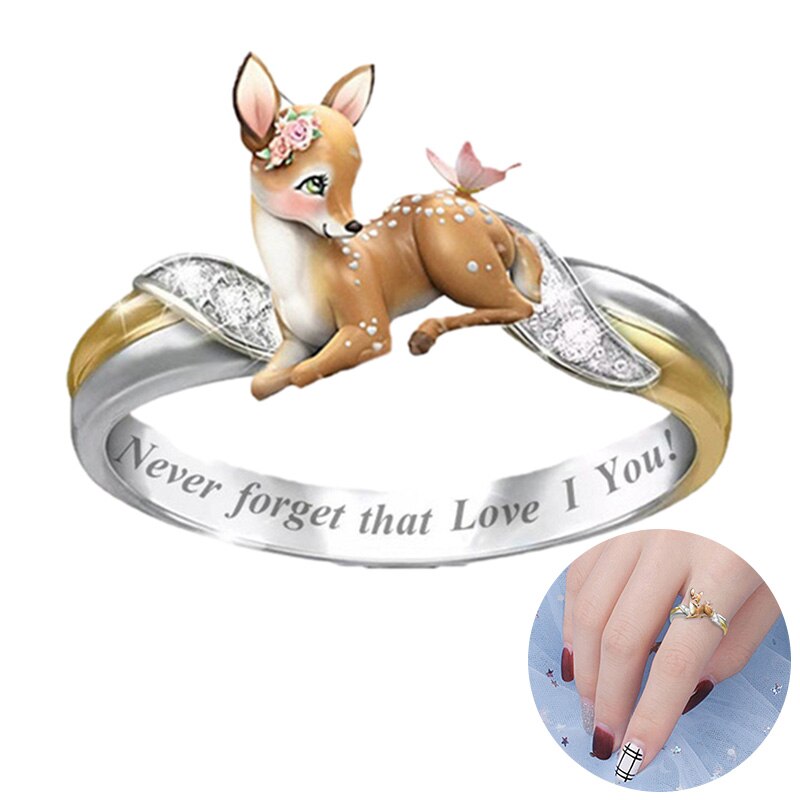 Bague en forme de cerf Sika, d'anniversaire pour femmes et filles, bijoux exquis, accessoires mignons