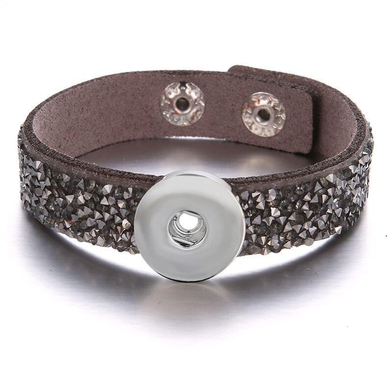 Mode Kristal Strass Fluwelen Snap Armband 18Cm Fit 18Mm Snap Knoppen Snap Sieraden SE0210