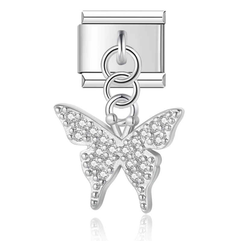 Hapiship 2023 Mode Mooie Schattige Vlinder Oogverblindende Cz Charme Italiaanse Links Fit 9Mm Armband Diy Maken Sieraden Dj624: Donker Goud
