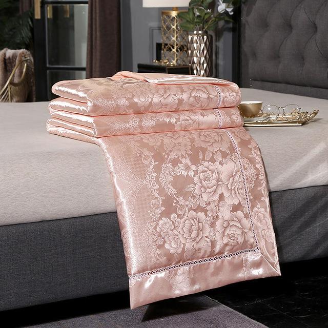 47 bomuldssilke jacquard forårs- og sommerbetrækstæppe luksus silkebløde tæpper fremhæver elegancen af sengen, der dekorerer soveværelset: Farve 5 / 200 x 230cm