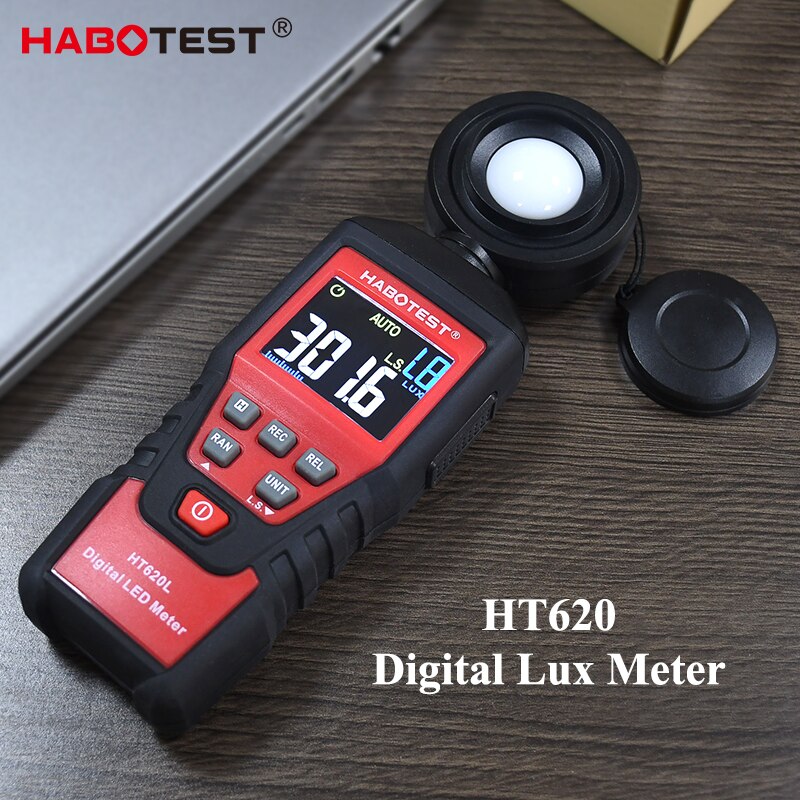 HABOTEST – luxmètre numérique HT620L, 0 ~ 100,000, testeur de photomètre illuminomètre, test environnemental, luxmètre noir