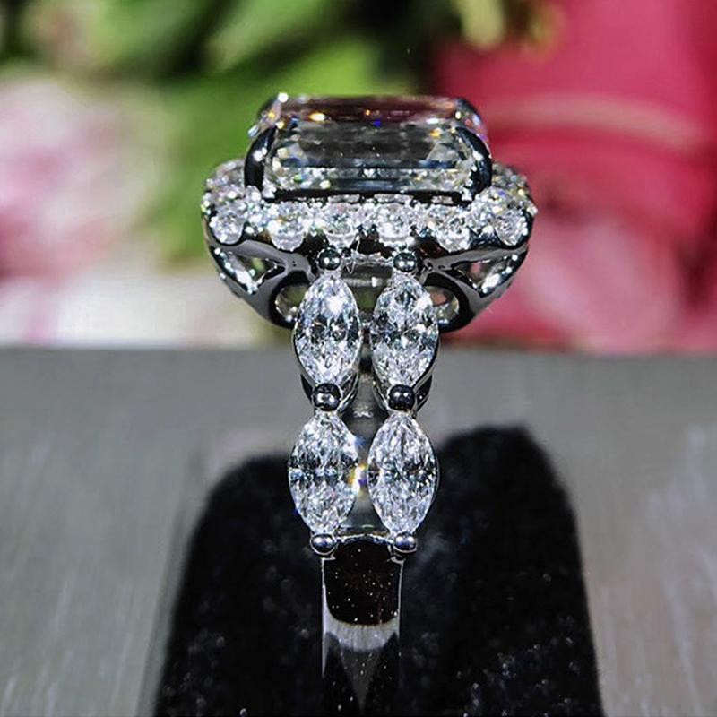 Huitan Ringen Voor Vrouwen Brilliant Zirconia Bruiloft Engagement Vrouwelijke Accessoires Fancy Voorstel Ring Trendy Sieraden