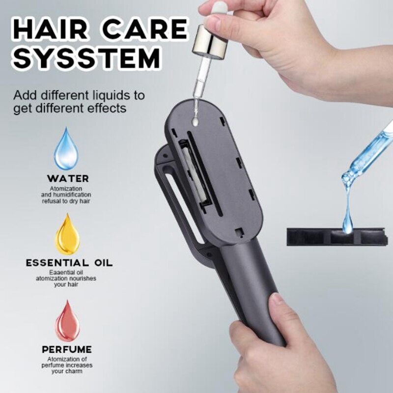 Titanium Flat Iron Hair Straightener Dual Voltage Instant Heating Essential Oil Care Straightening Iron
