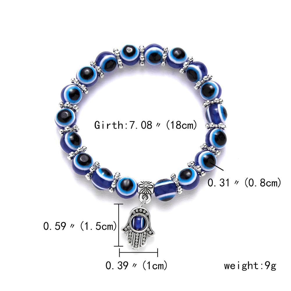 Rinhoo Turkse Ogen Armbanden Voor Vrouwen Blue Kralen Evil Eye Bead Palm Bedelarmband Elastische Paar Lucky Sieraden Party Pulseira