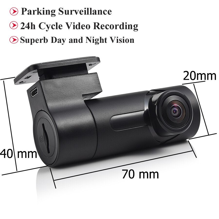 Dash cam bil dvr 1080p hd 80 graders vidvinkel kamera videooptager trådløs skjult dvr med nattesyn