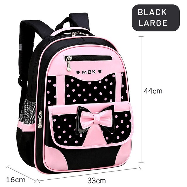 Skoletasker til piger søde søde prinsesse børn rygsæk børn bogtaske grundskole rygsæk høj quatily skoletaske: Stor sort