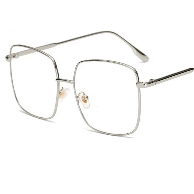 Zwarte Vierkante Oversized Brillen Frame Eenvoud Bril Vrouwen Retro Vierkante Gouden Platte Spiegel Clear Lens