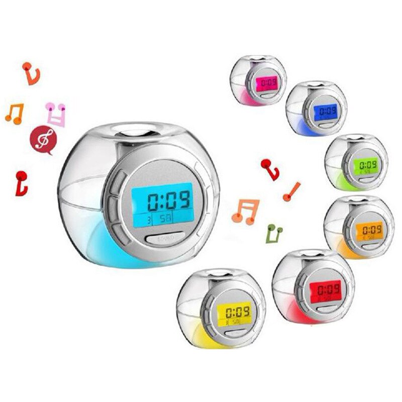 LED Colorful Alarm Clock Perpetual Calendar with Thermometer Electronic Clock Four-tone Music Alarm Clock Children&#39;s Alarm Clock