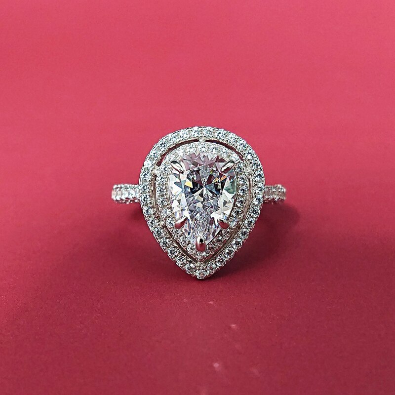 Oevas 100% 925 sterling silver vigselringar för kvinnor gnistrande full zirkon vatten förlovningsfest smycken jubileum