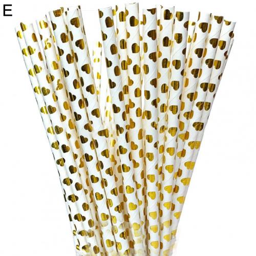 25Pcs/Bag Paper Drinking Straw Wide Application Disposable Stylish Stripe Pattern Water Straw for Home: Yellow 4