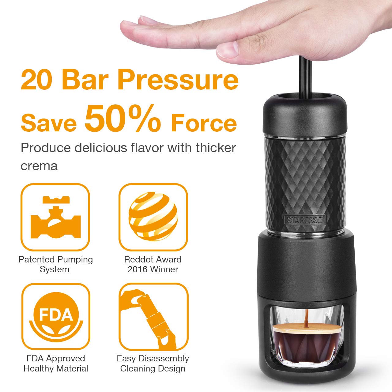 STARESSO Zweite Generation Manuelle Kaffeemühlen SP-200 Tragbare Multifunktionale Kaffee Maschine 2-in-1 Kapsel Kaffee Maschine