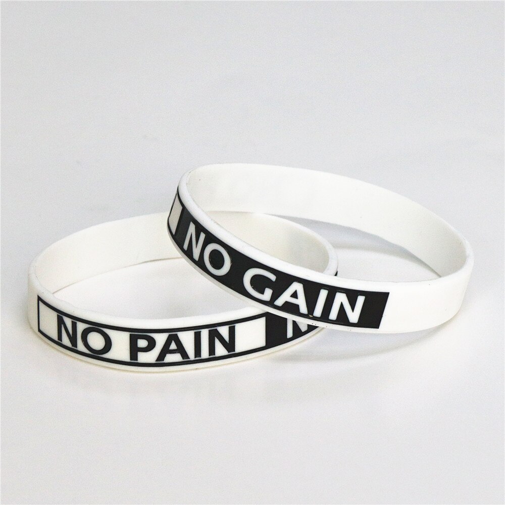 Lukeni 50Pcs Siliconen Armband Bangles No Pain No Gain Motivatie Siliconen Polsbandje Volwassen SH082