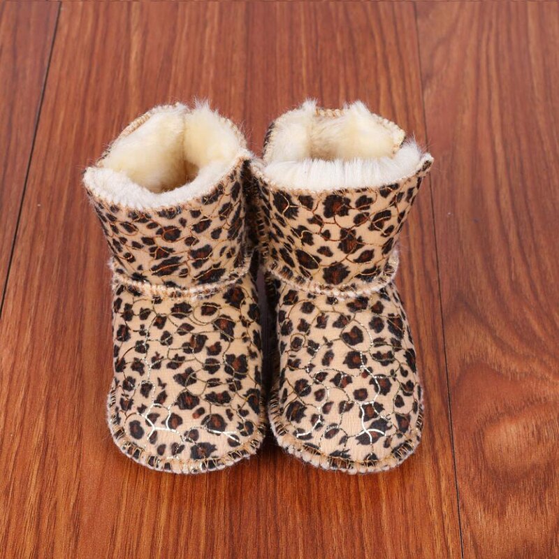 Luipaard Dikker Warm Baby Schoenen Lange Pluche Baby Jongen Meisje Snowboots Zachte Winter Baby Peuter Kids Schoenen
