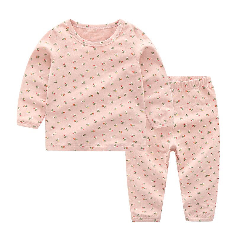 YOOY 子供ロングジョンズ冬の子供の下着セット少年綿暖かい長袖服女の子シャツとパンツ d1: Pink / 7