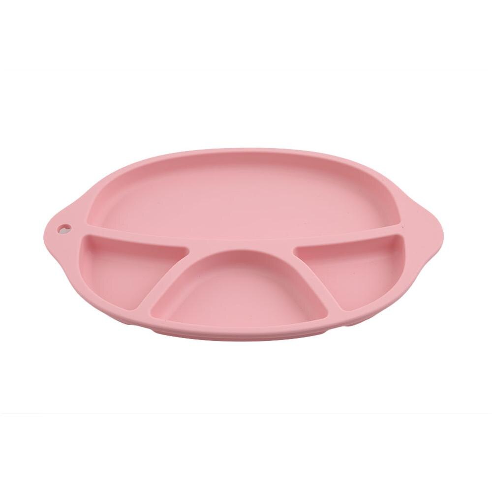 Baby retter børns sektion smilende silikone plade med sugekop stærk klæbrig delt silikone madplade: Lyserød