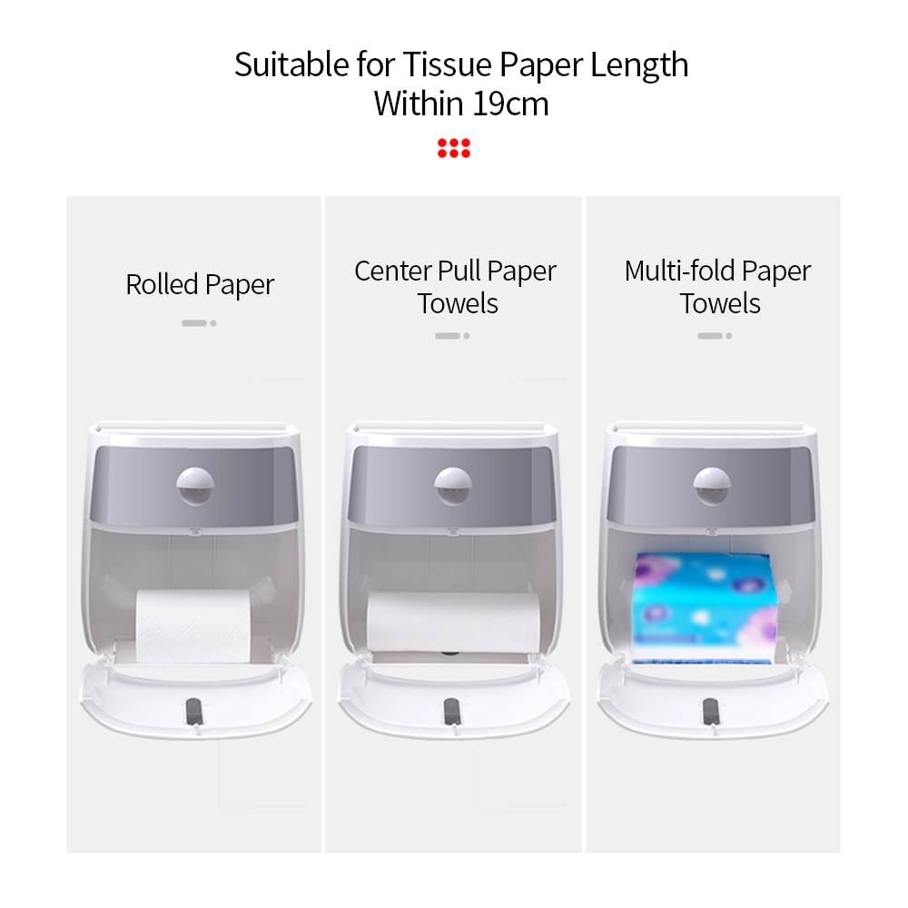 ECOCO Wall-Mounted Bathroom Tissue Dispenser Tissue Box for Multifold Paper Towels Tissue Storage Box Drawer Bathroom Product