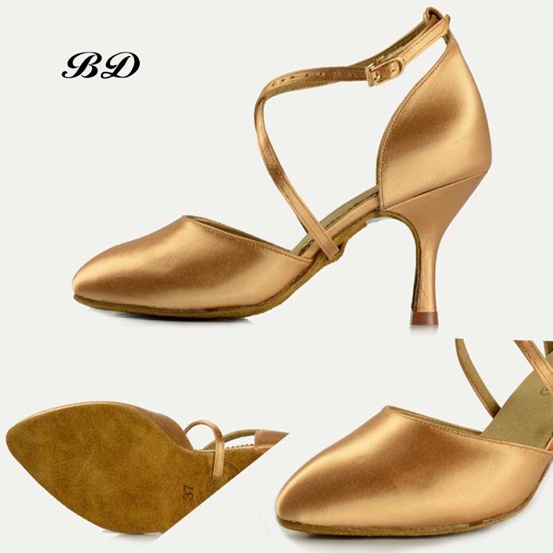 TOP BD Modern Dance Shoes Female Adult Soft Bottom GB Waltz Two truncations Women's Shoe Non-slip Real Leather Sole 103 FREE BAG