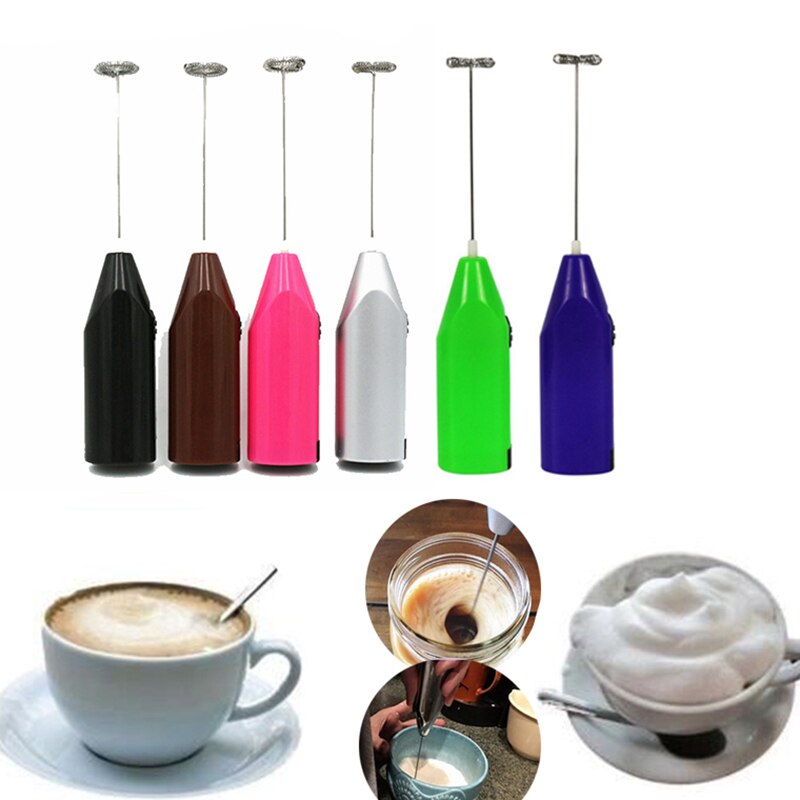 1pc MEZCLADOR PARA café, leche y bebidas mezclador eléctrico huevo batidor vaporizador espuma Mini agitador con mango práctico herramienta de cocina