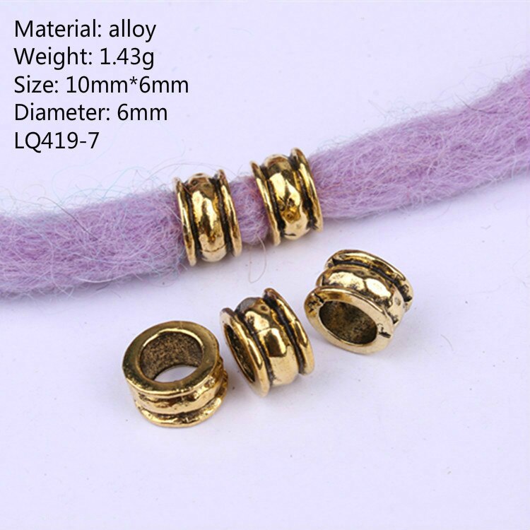 5 stk retro sølvfarvet guld farve hår flet ring tilbehør klips til kvinder piger dreadlocks perler cirkel styling værktøj hul 5-7mm: Nr. .6