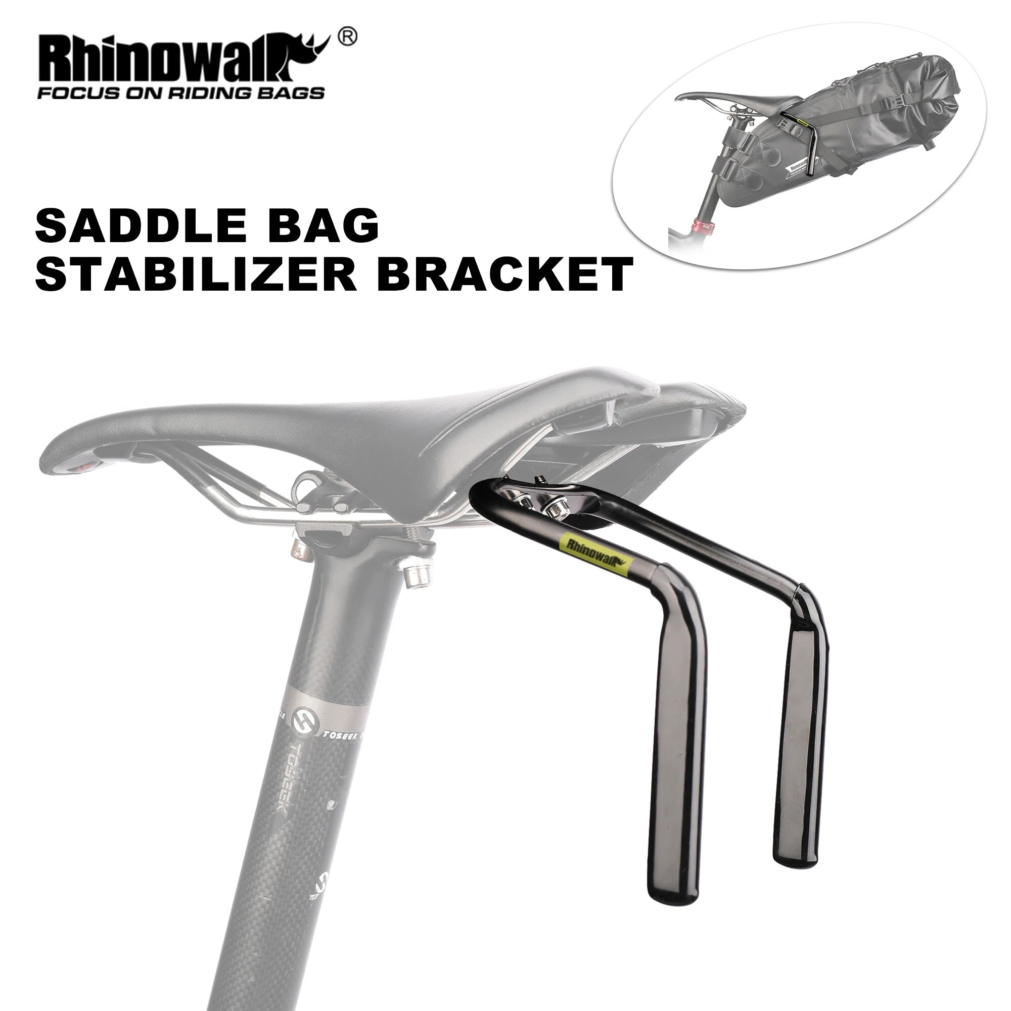 Rhinowalk Bike Saddlebag Stabilizer with Anti-wear Rubber Pad Aluminum Alloy Stability Fits Most Market Saddle Bag Accessories