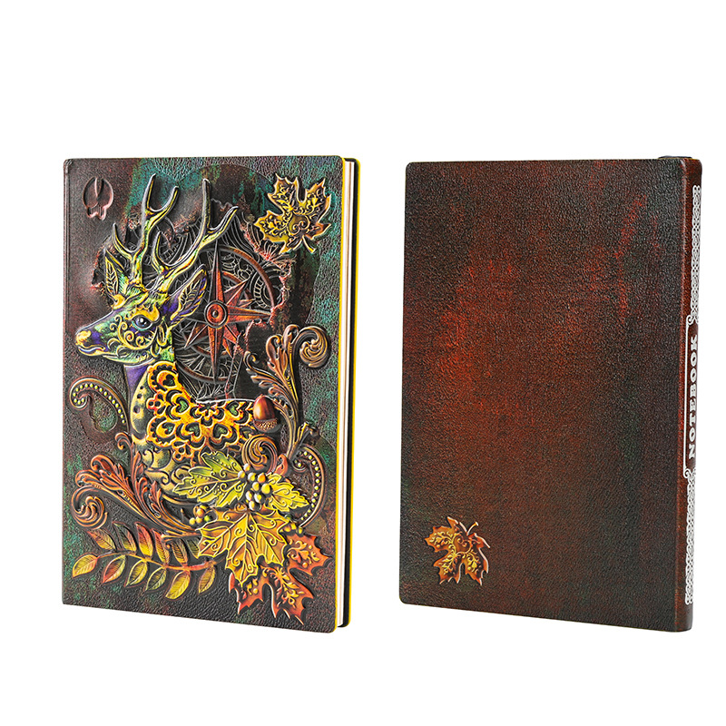 2022 Colourful 3D Engrave Planner Polychrome Animal A5 Planners Cute Notebook блокнот а5 Cute Kawaii School Notebooks: Burgundy