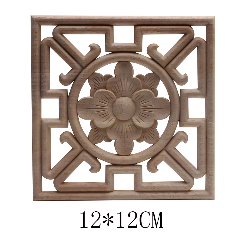 Hout Applique Onlay Hout Decal Hout Beeldjes Houten Gesneden Decor Unpainted Grote Kroon Laat Ovale Bloem Meubels Deuren Thuis: B71-2