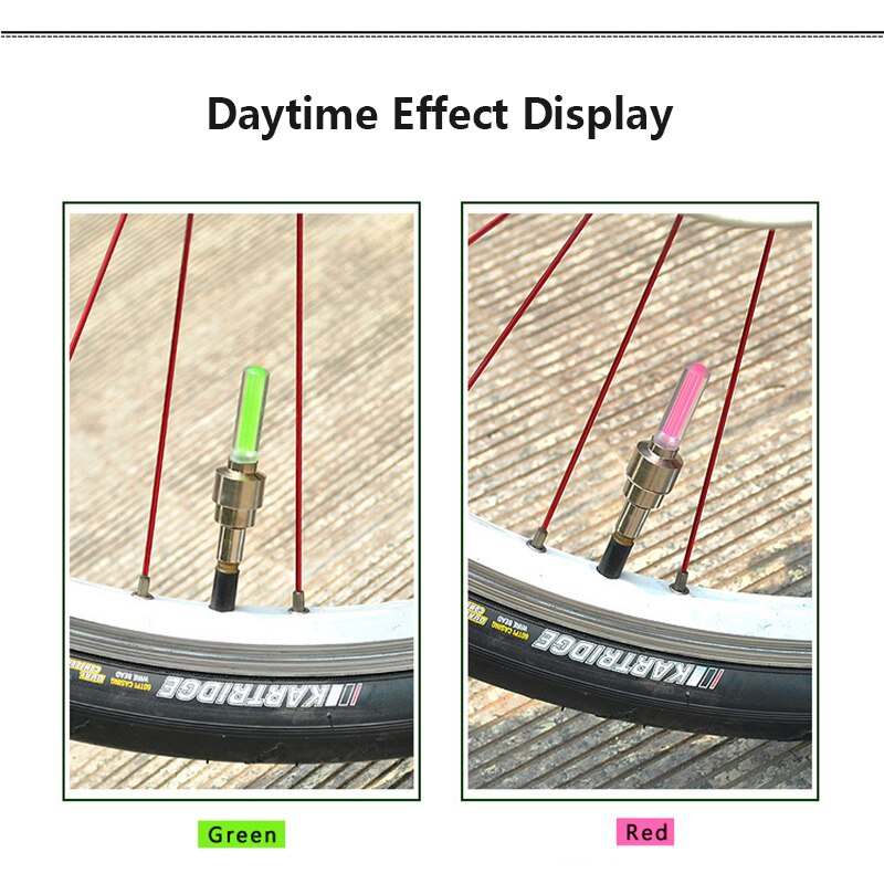 2Pcs Fiets Led Verlichting Tire Valve Cap Zaklamp Auto Motorfiets Bandventieldop Wiel Spaken Licht Fiets accessoires