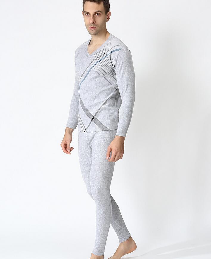 men winter Factory direct sales v-neck super large undewear MAO satin cotton loose Long Johns plus size 4XL-7XL: light gray / One Size