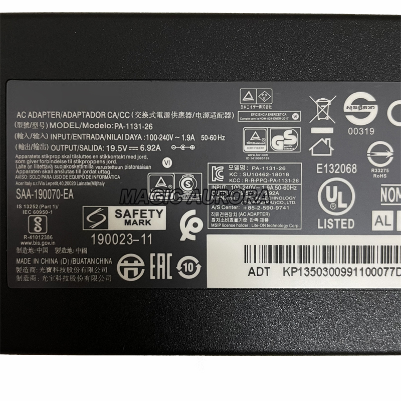 135W PA-131-26 AC Adapter 19.5V 6.92A For ACER NITRO 5 AN515-44-R1L2 N17C2 AN515-55-544R AN515-44 AN515-55-517T Laptop Charger