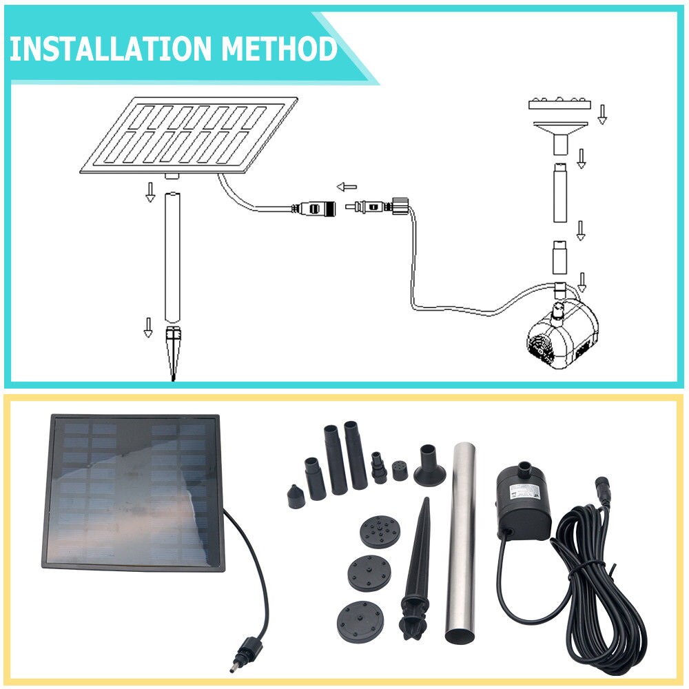 150mm Solar Panel Powered Water Feature Pump Garden Pool Pond Aquarium Fountain Universal