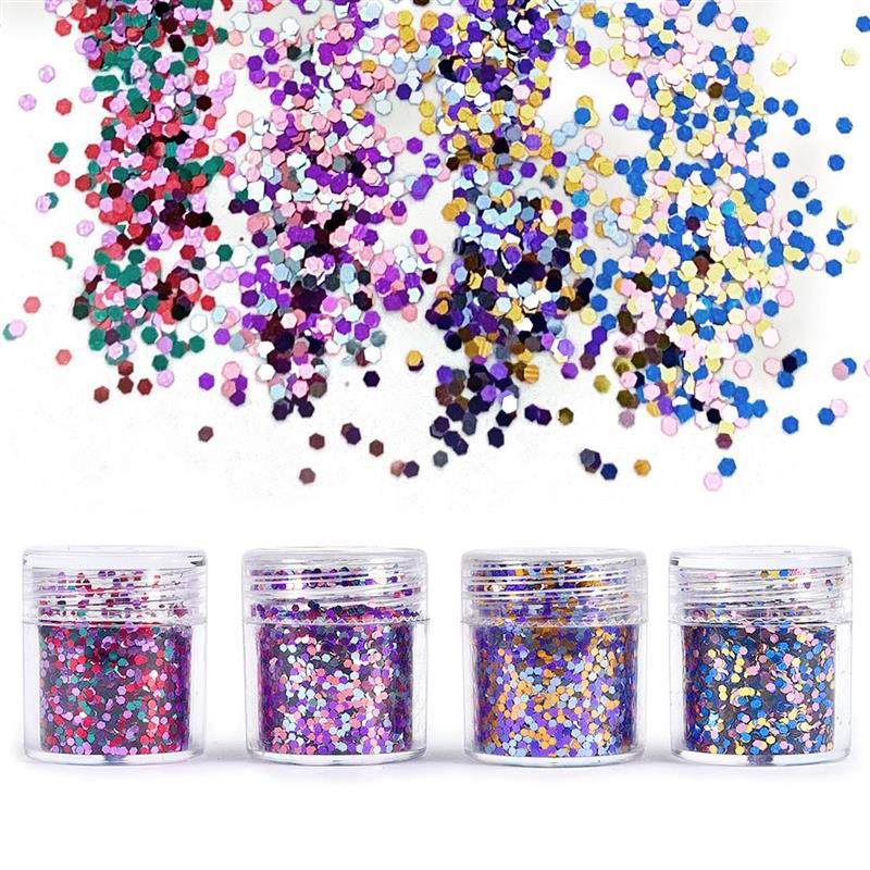 Christmas Style Hexagon Shinning Filling Flash Glitter UV Epoxy Resin Pigment For Resin Jewelry Making Craft Nail Art Decoration: 03-4 bottles