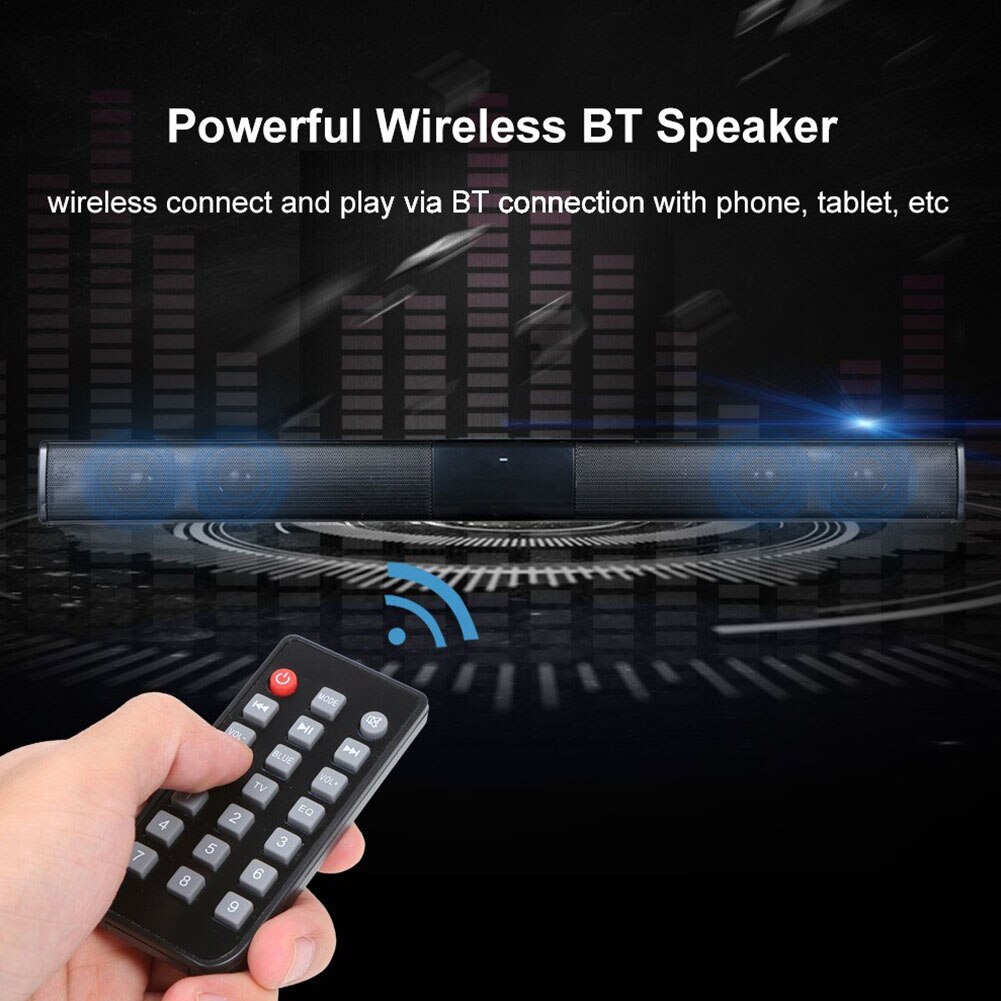 Bluetooth 4.0 Wireless 20W Sound Bar Stereo Hifi Soundbar Home Theater Surround Sound System Slim TV Speaker TF FM AUX Radio