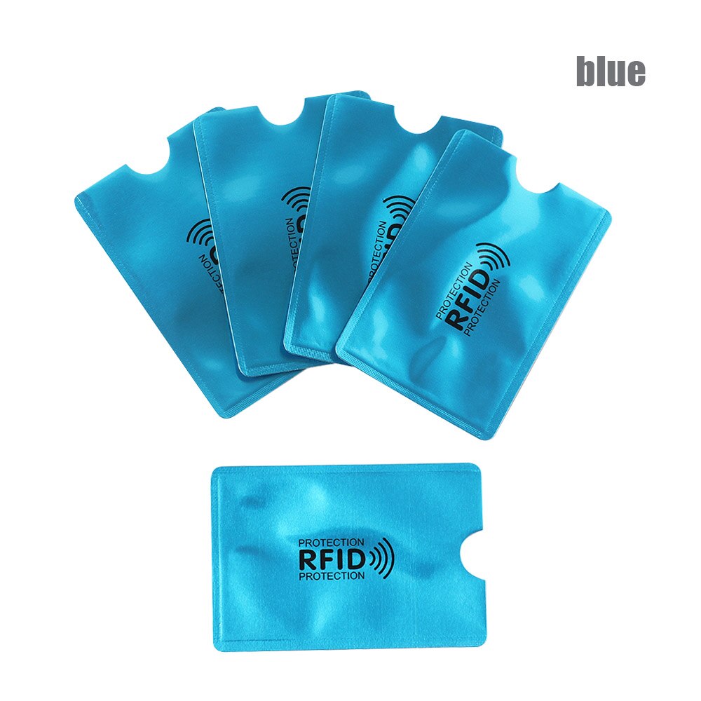 5Pcs Aluminium Folie Anti-Demagnetiseren Card Bescherming Bankkaart Rfid Afscherming Zak Anti-Diefstal Borstel Id-kaart kaarthouder Card Protector: blue