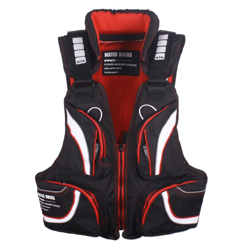 Sea fishing vest life jacket rock fishing service boat fishing multi-function high buoyancy fishing vest: black