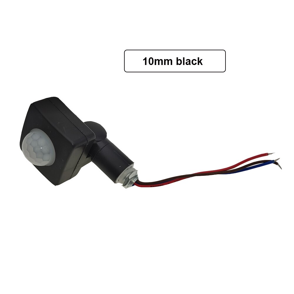 Ultrathin LED Flood Light PIR Motion Sensor Detector Waterproof Outdoor 85-265V IP65 Motion Sensor Adjustable PIR Switch 10/12mm: 10MM Black
