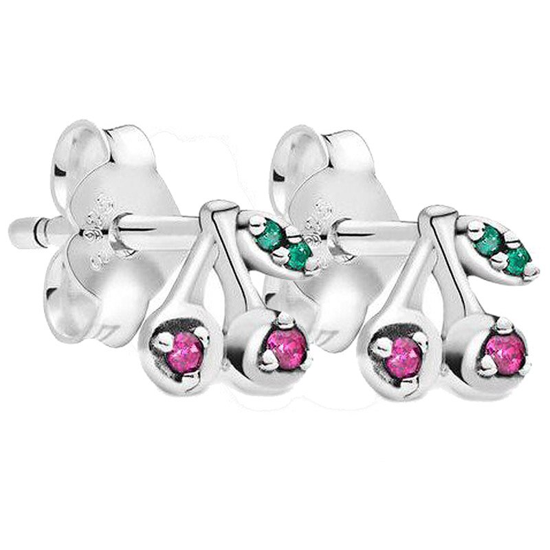 Originele Me Collection My Cherry Stud Oorbellen Met Crystal Voor Vrouwen 925 Sterling Silver Earring Diy Europa Sieraden