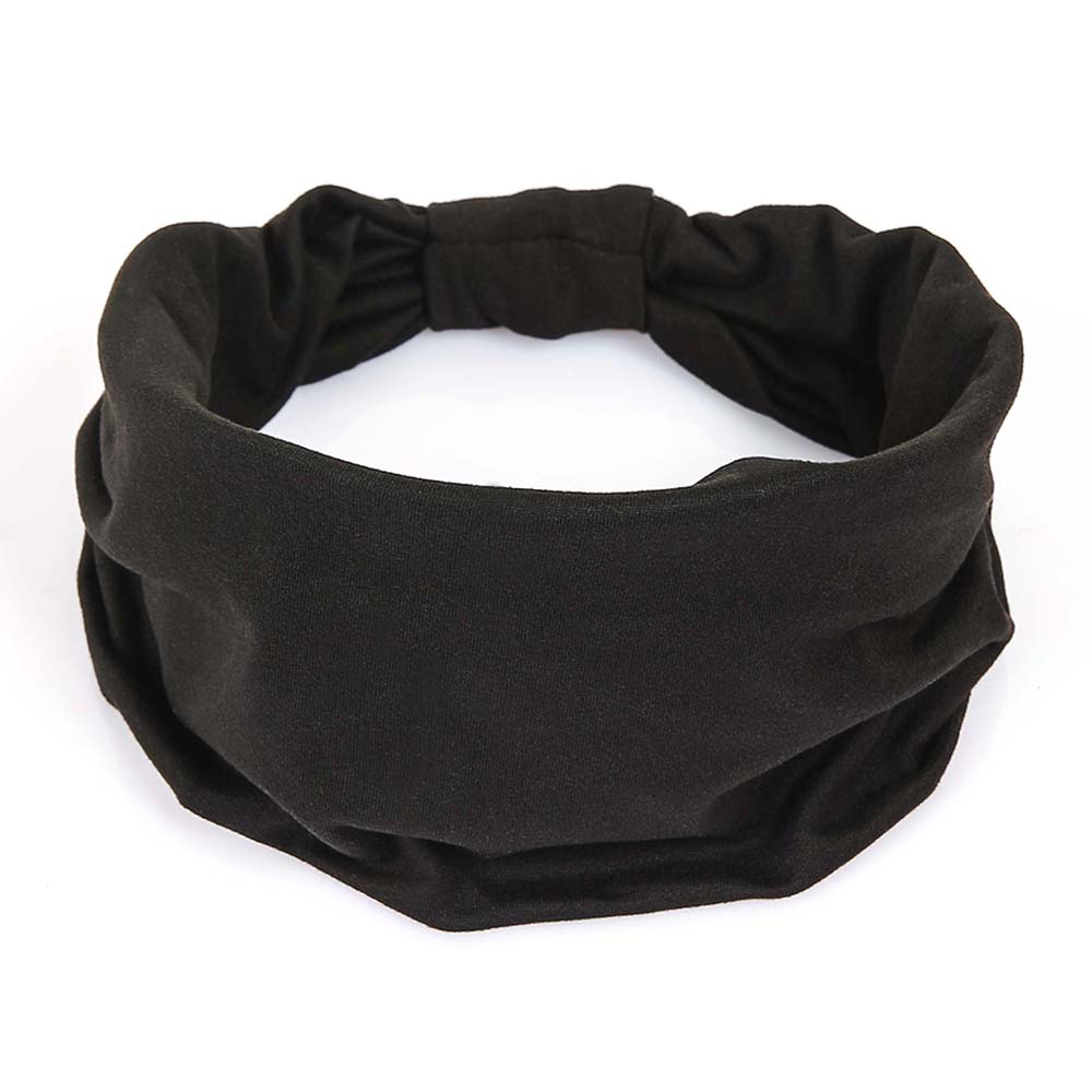 Diademas anchas para mujer, bandas elásticas suaves antideslizantes para el cabello, envolturas para la cabeza para Yoga y gimnasio, pañuelo de turbantes africanos de tela de algodón anudado: Negro