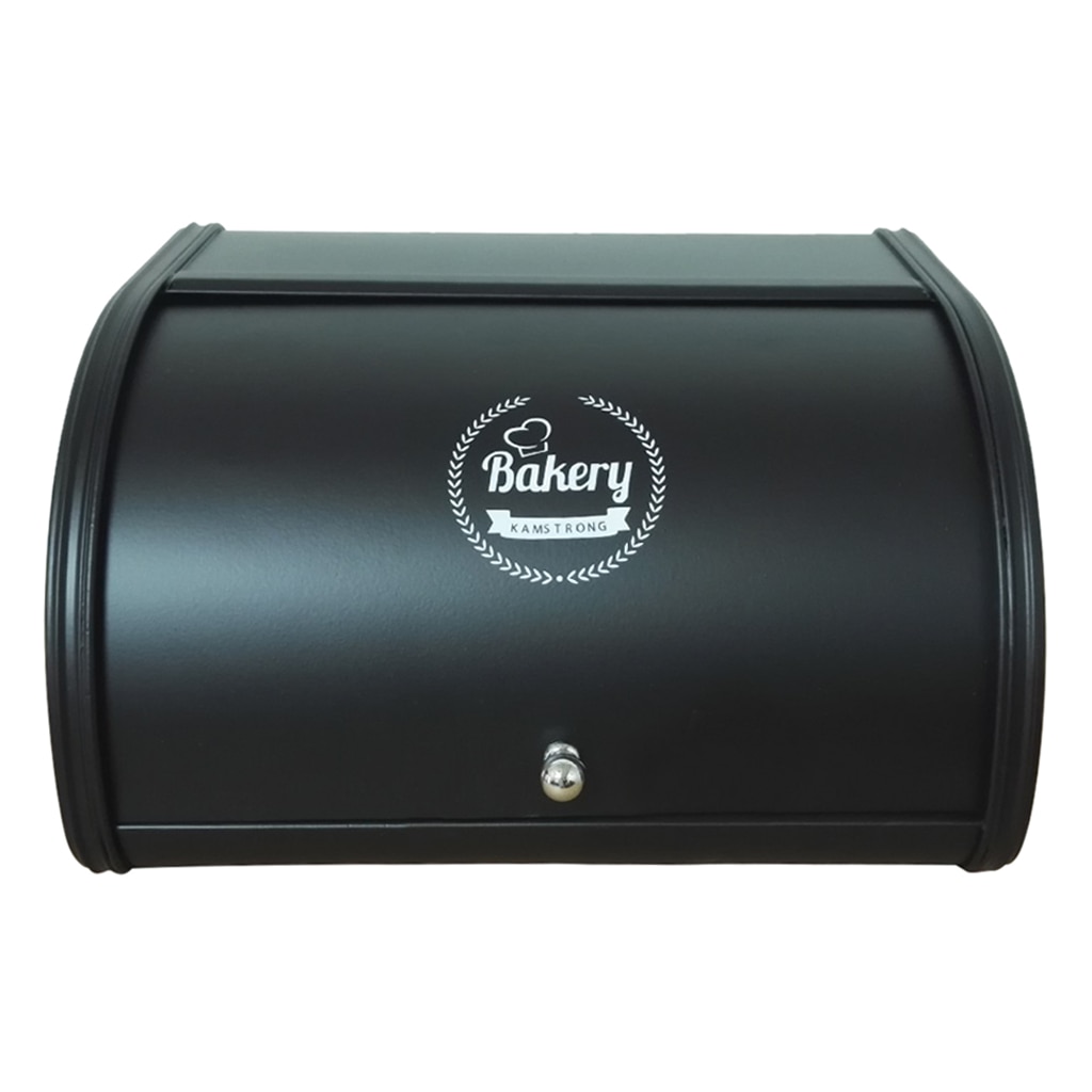 Black Metal Bread Box Bread Bin Container Roll Top for Bakery Restaurant