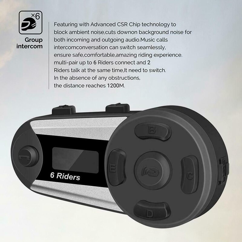 Motorcycle Helmet Headphone 1200M 6 Riders Connect... Grandado