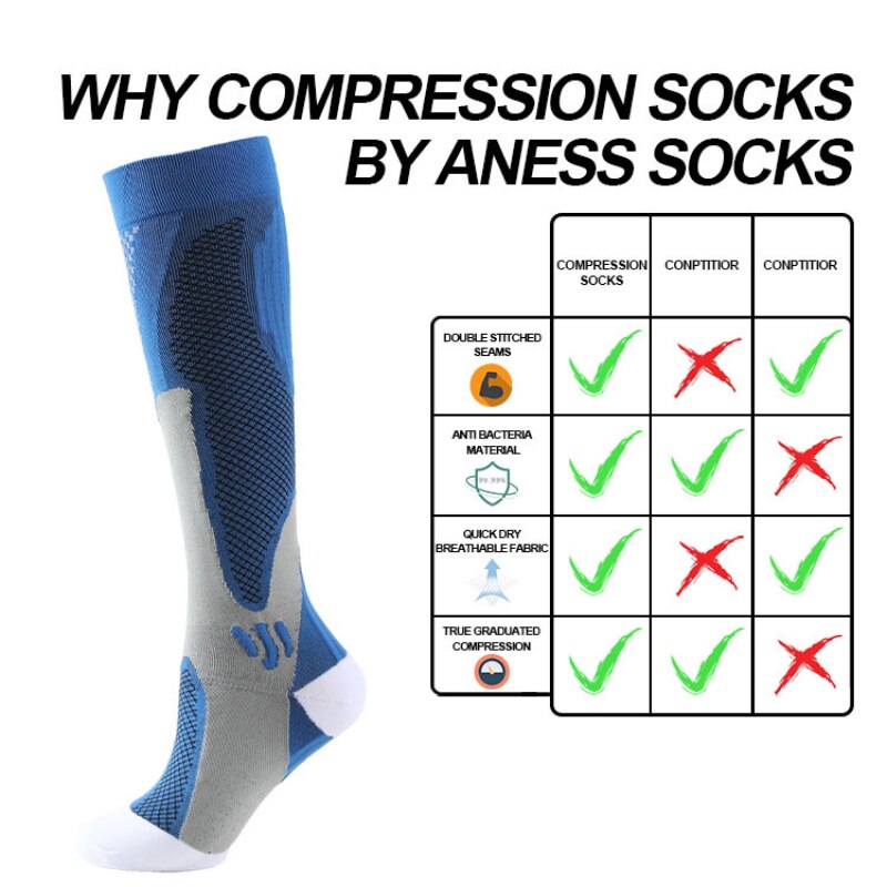 1 Pair Unisex Compression Socks Women Men Anti Fatigue Pain Relief Knee Sports Magic Socks Outdoor Cycling Elastic Socks