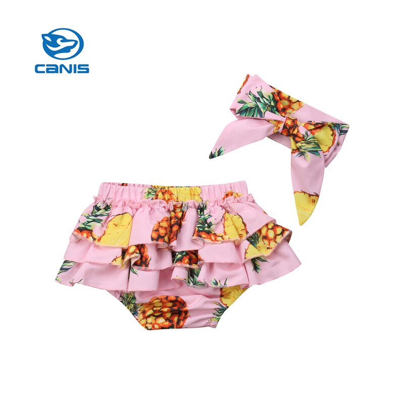 2 pièces enfant en bas âge bébé fille à volants PP pantalon Bloomers culotte couche douce couche-culotte couverture culotte florale courte slips bandeau tenue ensemble