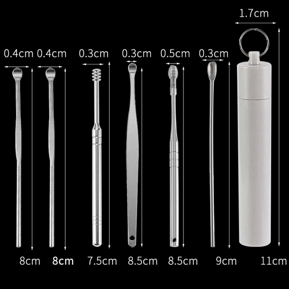 6PCS Ear Cleaner Wax Removal Tool Earpick Sticks Earwax Remover Curette Ear Pick Cleaning Ear Cleanser Spoon Health Care Earpick
