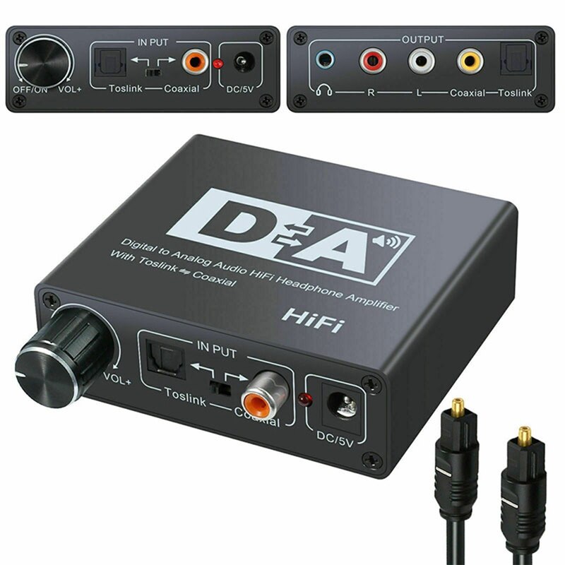 DC 5V Power DAC Optical Coaxial Bi-Directional Switch RCA 3.5mm Jack Digital to Analog Audio Adapter Converter