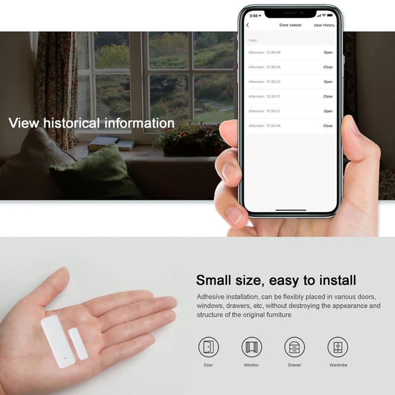 For Smartthings Echo Zigbee Hub Smart Life App Smart Window Door Sensor ZigBee Wireless Connection Multifunction