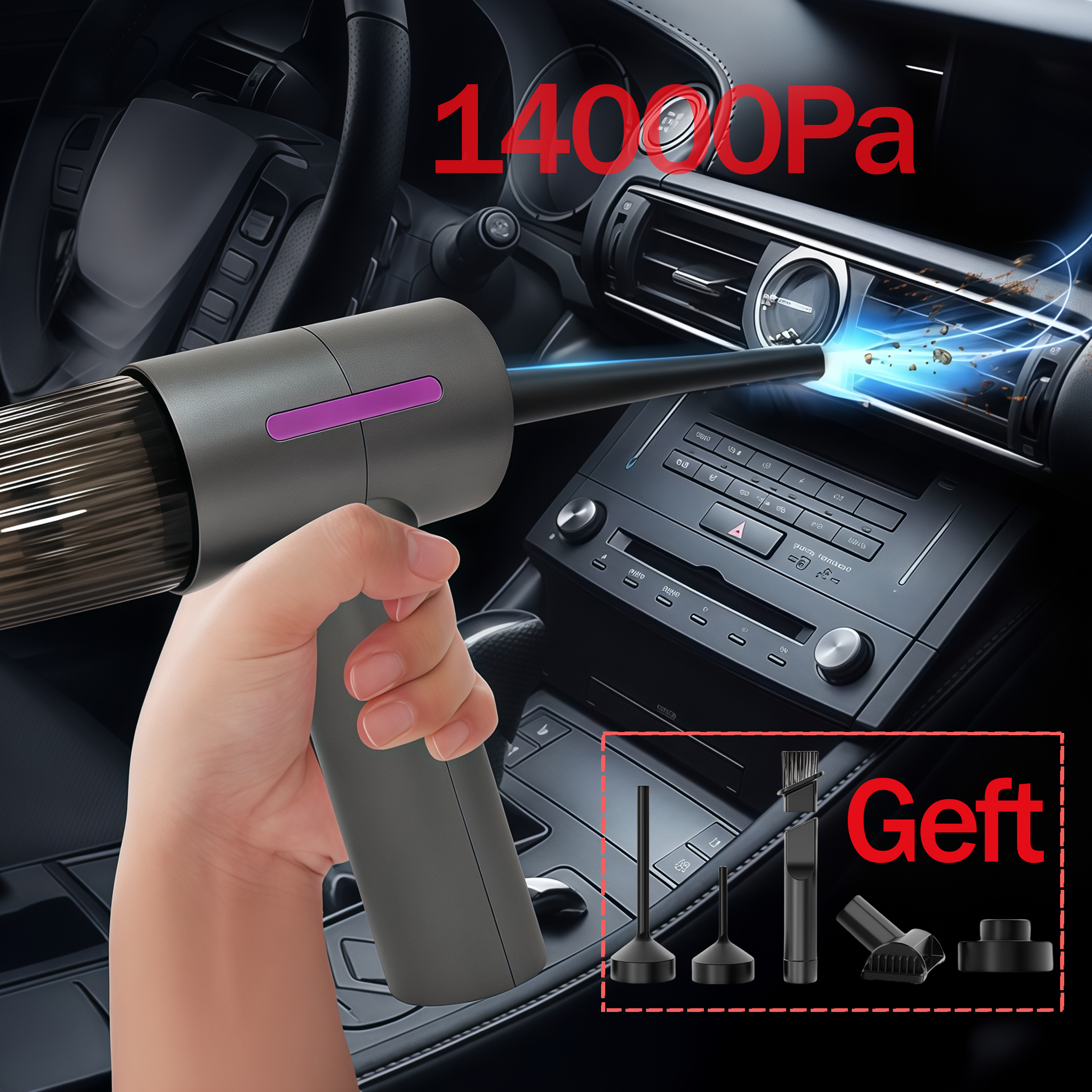 JKUOO 10000 mAh autostofzuiger luchtblazer draadloze krachtige draadloze autoreiniger draagbare stofzuiger reinigingsmachine voor