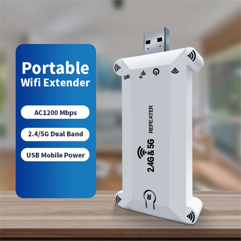 Extensor wi-fi portátil usb, 1200mbps, repetidor wi-fi, 2.4g/5g, roteador, amplificador wi-fi de longo alcance, extensão de rede doméstica