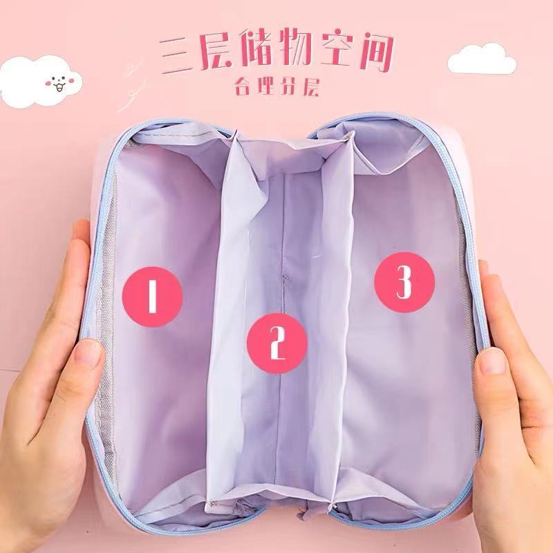 Estojo escolar de 3 camadas para meninos e meninas, material escolar de papelaria